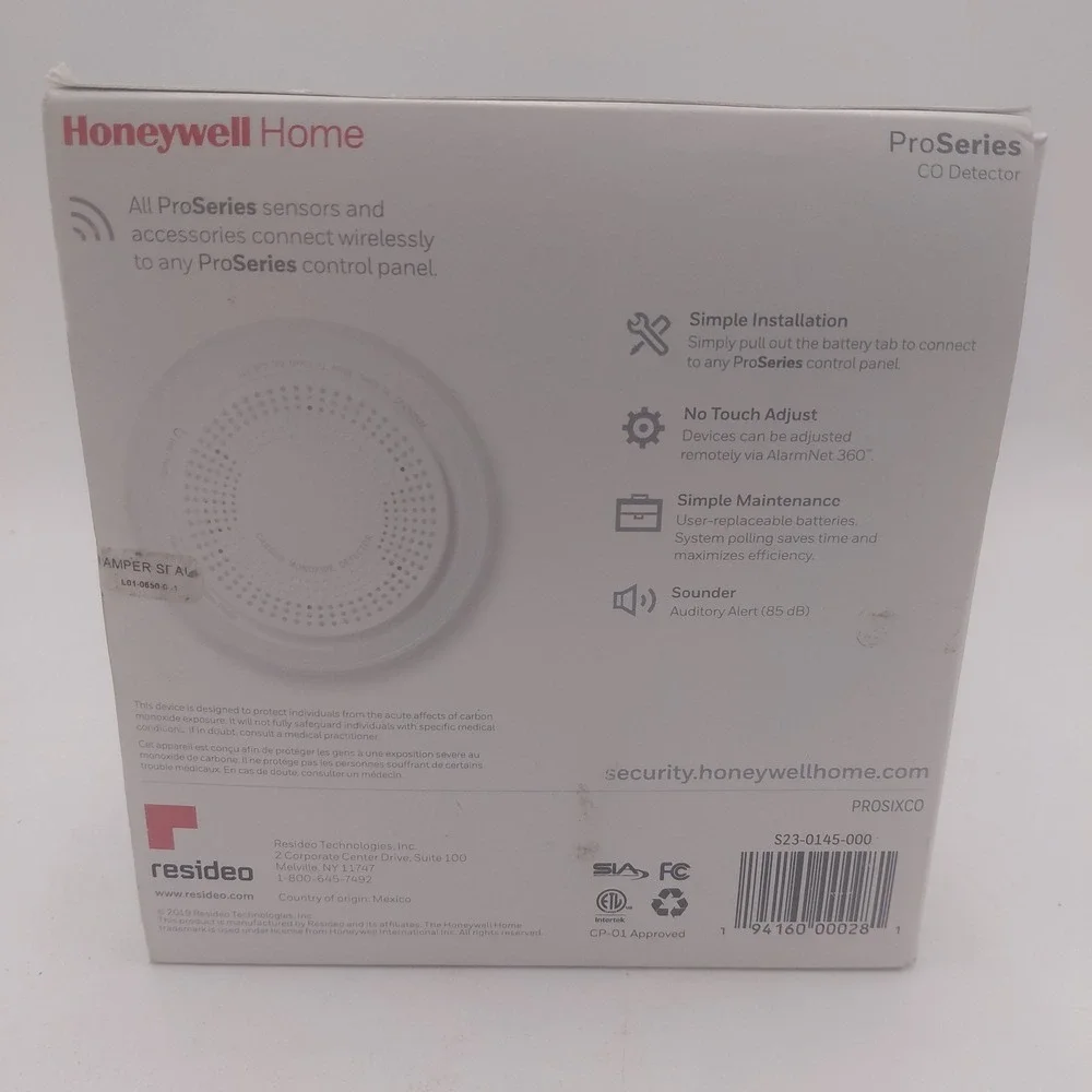 New Honeywell PROSIXCO ProSeries SiX Wireless CO Detector NOB With Batteries